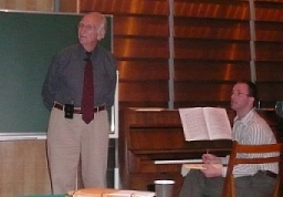 Clive Robbins, with Simon Procter at the piano, during Clive's lecture at Maria Curie Sklodowska University in Lublin, Poland