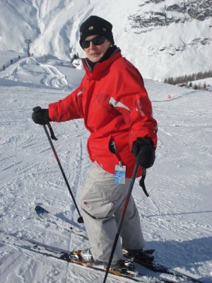 Skiing in the winter of 2008.