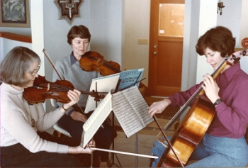 Port Townsend String Quartet   circa 1983. Left to right:  Helen Bonny, Pat Yearian, Ruth Burns (now Rogers)