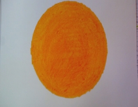 Playground in my heart: My space, safe place, low fence to let friends come in easily. Nori made a playground from a clay pack and drew the color orange of the girl's dress symbolizing liveliness, strength, courage.