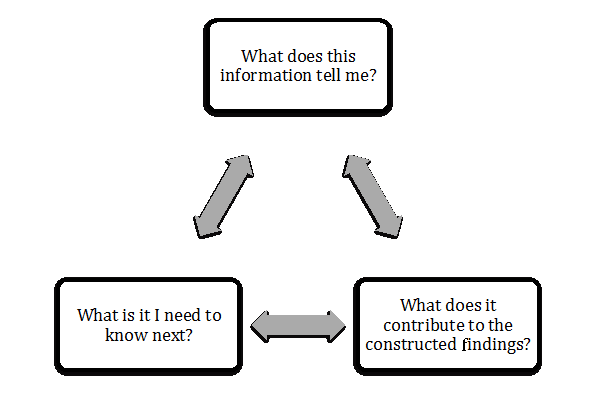 Figure 1. Diagram of critical questioning process in data collection and analysis.