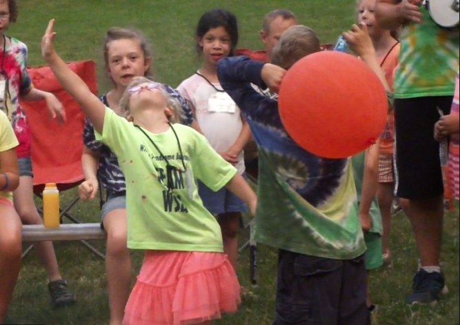 Sarah Keegan striking a dramatic pose at the conclusion of her dance solo